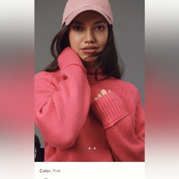 NWOT new medium Anthropologie Good American crew neck sweater roll neck pink - Picture 1 of 17